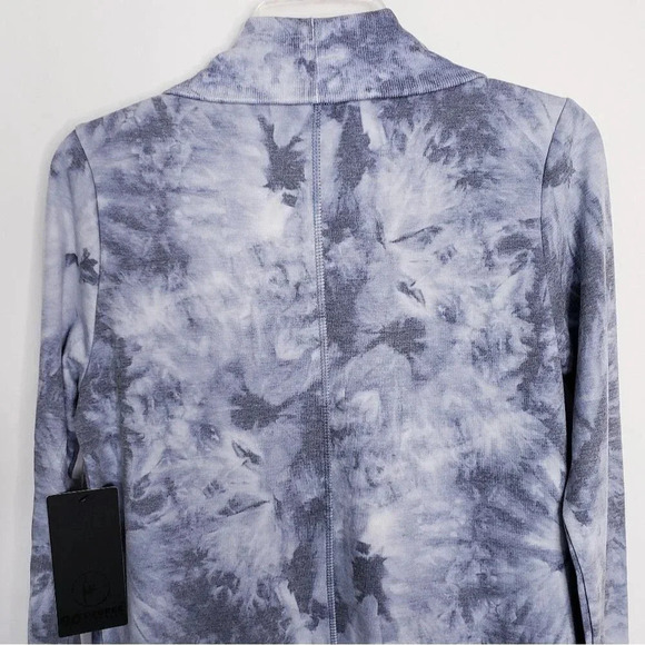 90 Degree By Reflex Shawl Collar Open Front Cardigan Sz Medium Tie Dye Blue/Gray - Picture 3 of 12